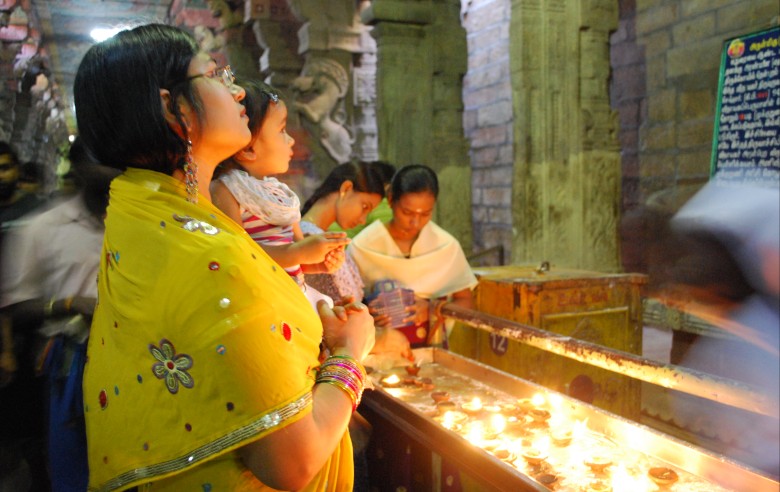 Pilgrimer i Meenakshi Temple