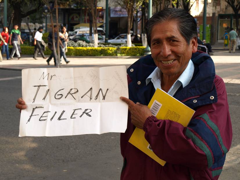 Vår bolivianska reseledare Wenceslao fick aldrig användning för skylten
